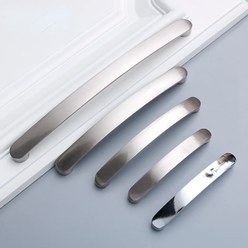 Modern Wardrobe Door Handles Aluminium Alloy Brushed Silver Kitchen Drawer Cabinet Furniture Hardware