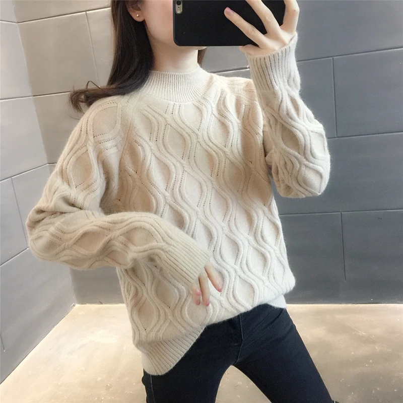 

Room 217003, row 5, No. 4 middle] solid color diamond half high collar Pullover Sweater [1690] 47