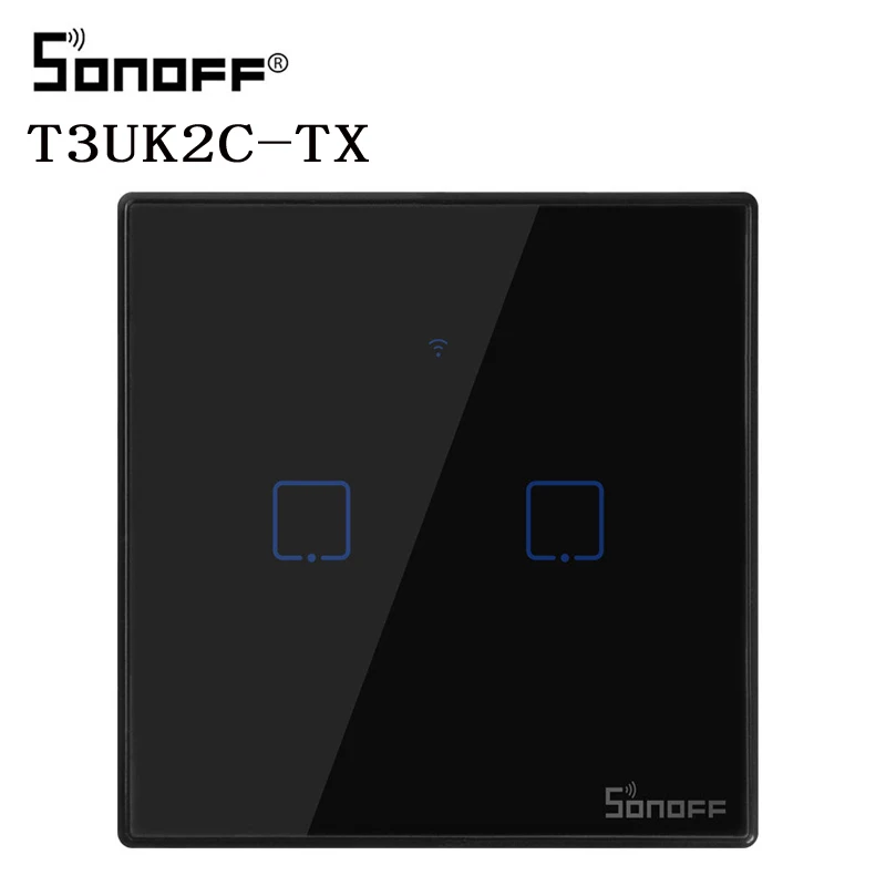SONOFF T3 умный Wifi настенный светильник США ЕС Великобритания Переключатель Черный с рамкой 1 банда 433 RF/APP/сенсорный контроль работает с Google Home - Комплект: TX-T3 UK 2C