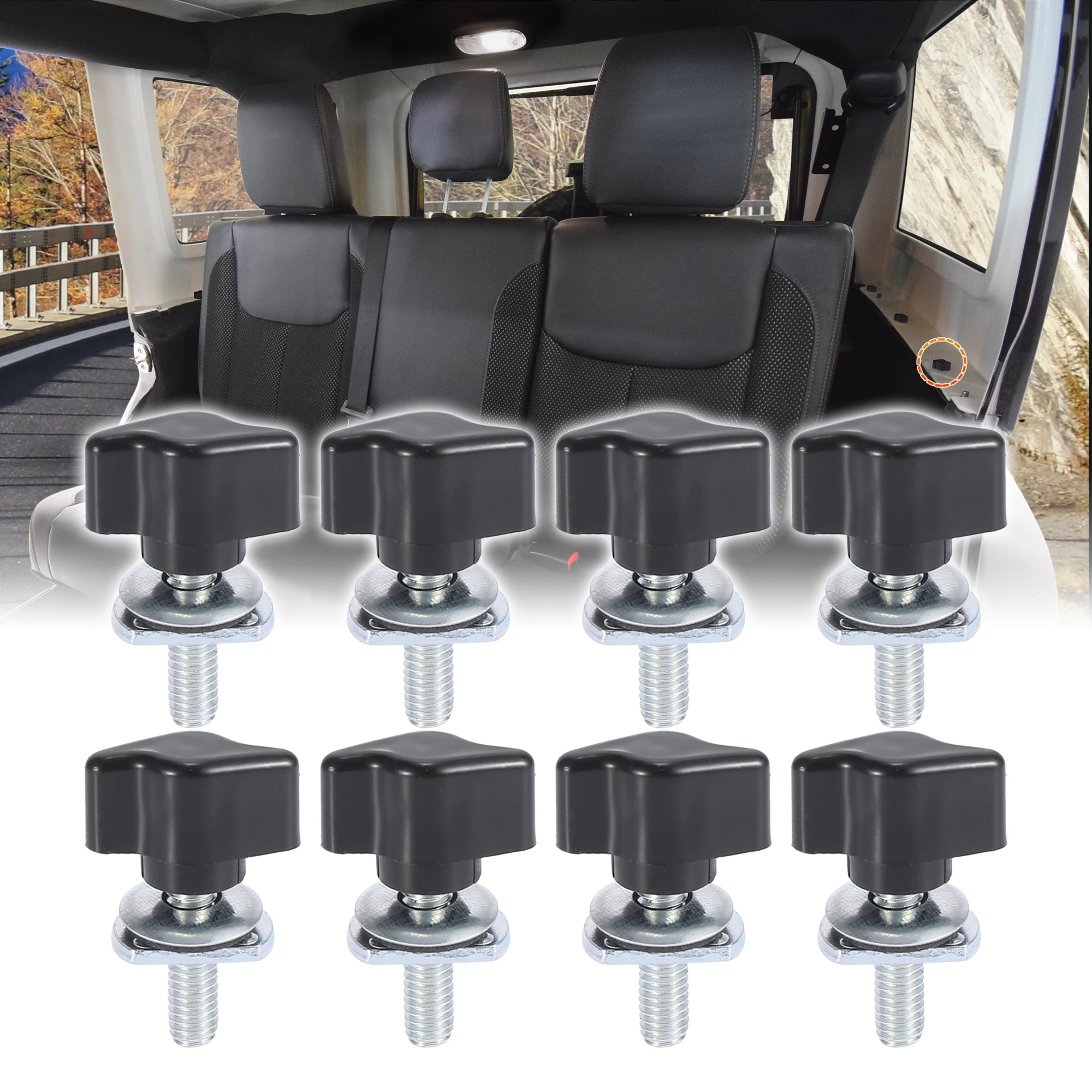 X Autohaux Hardtop Bolts Screw Quick Removal Fastener Thumb Screw Nut Kit for Jeep Wrangler YJ TJ JK JL Unlimited Sahara Rubicon car accessories auto fasteners auto accessories car screws