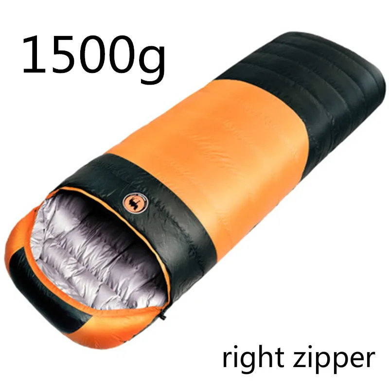 S Orange right 1.5 кг/1.7 кг Ультралегкий спальный мешок конверт сделан из белого утиного пуха, удобный спальный мешок в размере 210*80 см - Цвет: S Orange right