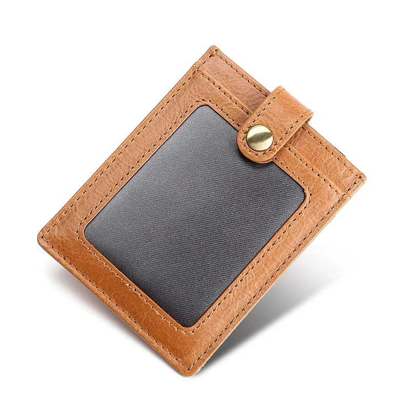 Натуральная кожа мужской кредитный ID держатель для Карт RFID портмоне держатель для карт кошелек чехол для денег мужской маленький кошелек мужской Portomonee - Цвет: Brown
