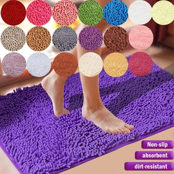 

Soft Absorbent Shaggy Rugs Thick Chenille Bedroom Kitchen Living Room Carpet Multicolor Bathroom Door Non-slip Warm Mat
