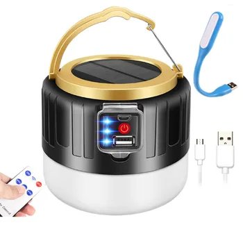 

Remote Controlled Solar Camping Tent Light Ultra Bright 280W LED Emergency Spotlight Market Light USB Rechargeable Work Light