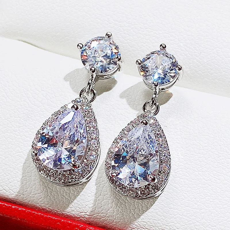 Dangle Earrings female bright crystal zirconia stone 5 colors available noble women party accessories jewelry gift dangle earrings crystal earrings drop earrings pendant earrings long earrings