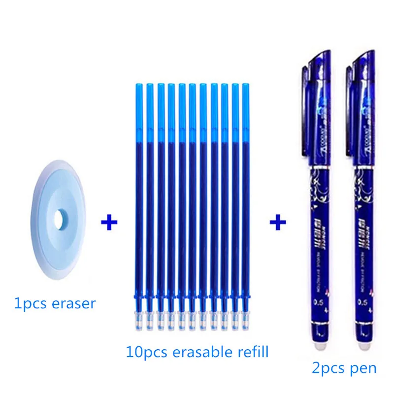 Erasable Pen Set 0.5mm Blue Black Color Ink Writing Gel Pens Washable
