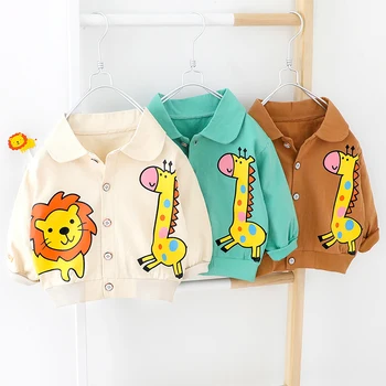 

2020 New Spring Children's Clothing 1-6 years old Boys and Girls Coats Simple and Stylish Giraffe Lion Cartoon unisex