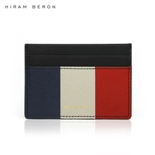 Hiram Beron персонализированные буквы Флаг Франции цвет итальянский кожаный чехол для карт для мужчин и женщин Подарочная посылка роскошные прямые поставки
