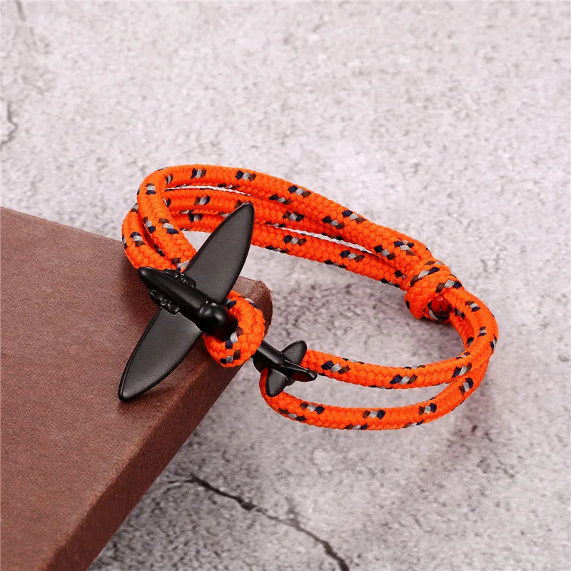 MKENDN New Arrival Airplane Anchor Sport Camping Parachute cord Survival Bracelet Men Women Buckle navy style Fashion Jewelry