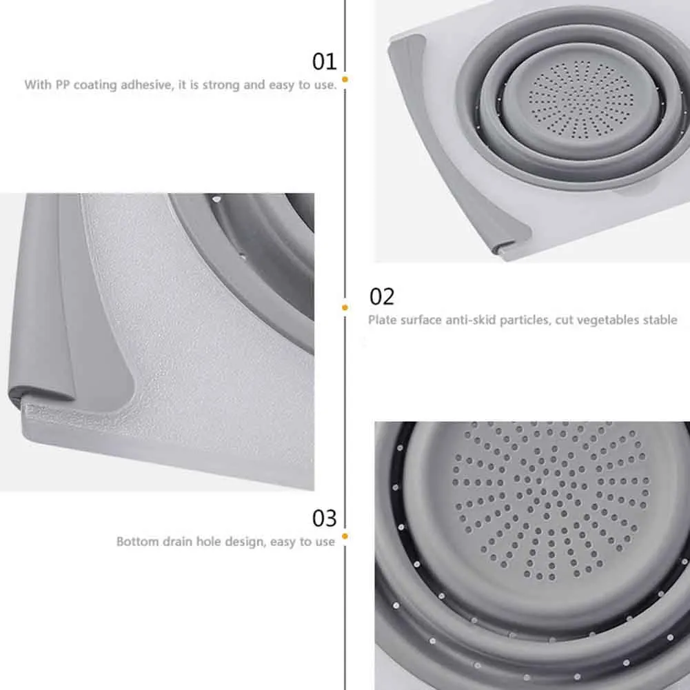 Многофункциональный 3 в 1 разделочная доска Съемная Складная сливная раковина режущий фильтр корзина для хранения кухонные инструменты