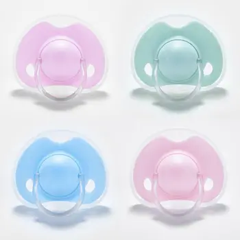 

Baby Silicone Pacifier Newborn Infant Baby Boys Girls Dummy Nipples Flat Round Head Soother Nipple Soother Anti-dust Lid Infant