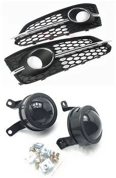 

Honeycomb Chrome Front Left Right Bumper Lower Fog Light ACC Grilles Cover for AUDI S8 / S-Line(A8) 2015 2016 2017