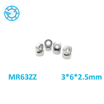 

10pcs/Lot MR63ZZ Miniature Ball Bearings 3*6*2.5mm Small Double Shielded Miniature Metal Steel Bearing Mini Steel Roller Bearing
