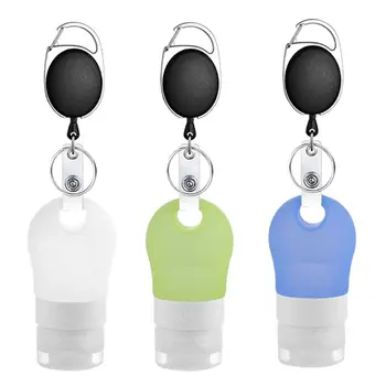 

1PC Leakproof Silicone Refillable Containers Squeezable Reusable Hand Sanitizer Empty Travel Bottles with Keychain Carriers