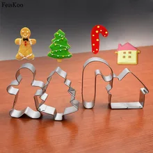 4 шт Рождественские формочки для печенья из нержавеющей стали, формы для печенья, инструменты для приготовления пищи, металлические формочки для рождественской елки, пряников