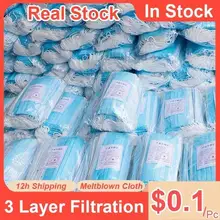 Mouth Masks 3-layer Anti-Dust Disposable Mascarillas100 Pcs Non Woven Meltblown Cloth Masks Elastic Ear Loop BlackBlue Face Mask