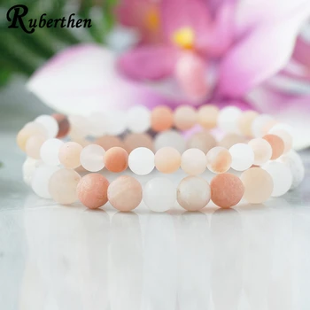 

Ruberthen Polished Pink Aventurine Lava Rock Bracelet Set White Lava Essential Oil Diffuser Bracelet Healing Crystals Bracelet