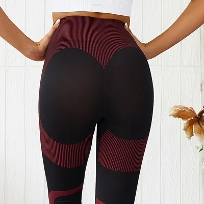 Бесшовные Леггинсы спортивные для женщин фитнес Вязание Йога брюки пуш-ап йогурты Спортивные Брюки Женская Спортивная одежда для женщин тренажерный зал - Цвет: Red Yoga Pants