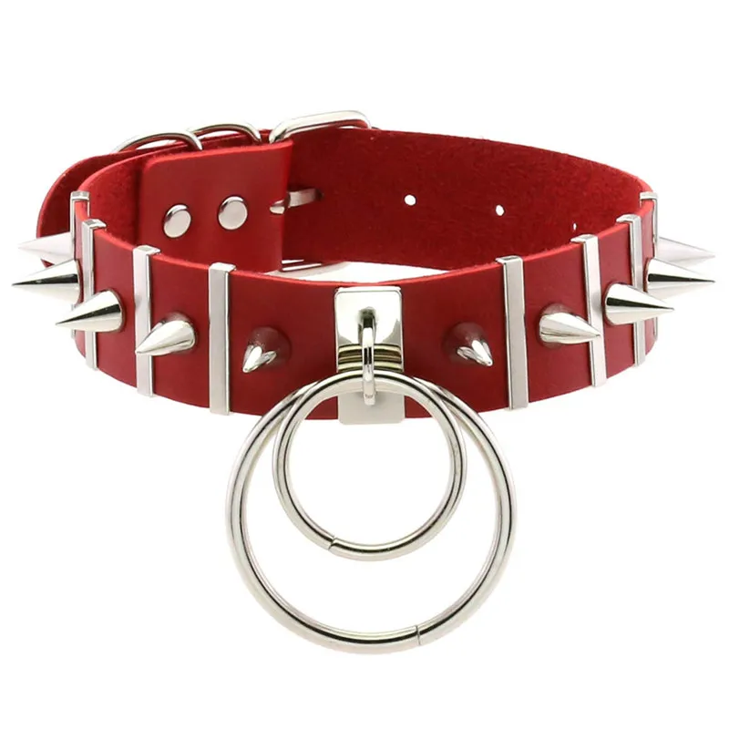 2024 Neue Damen Schwarzes Leder Choker Punk PU Leder Spike Halsband Nieten Halskette Gothic Schmuck 9