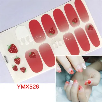 

14Tips/Sheet Beauty Nails Strawberry Rainbow Nail Art Stickers Self Adhesive Decals Manicure Full Cover Nail Wraps Supplies Tool