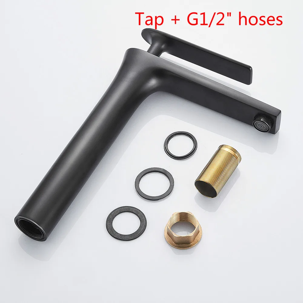 Черный Basin Faucet Waterfall Hot and Cold Sink Tap Mixer Black/White Single Hole Handle Bathroom Home Hotel Modern Kitchen Black - Цвет: Черный