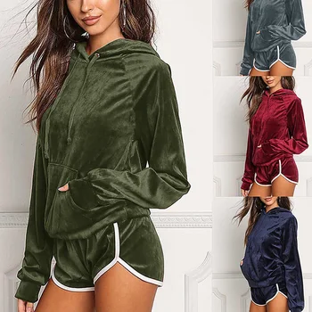 

Fashion Sexy Female Autumn And Winter Fashion Women's Autumn Solid Color Hoodie Sweater Dress Set Women Casual Blouse Outfits