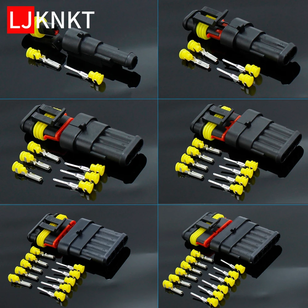 

10sets 1/2/3/4/5/6 Pin Connector Plug for car Waterproof Electrical for auto connectors Wire terminals