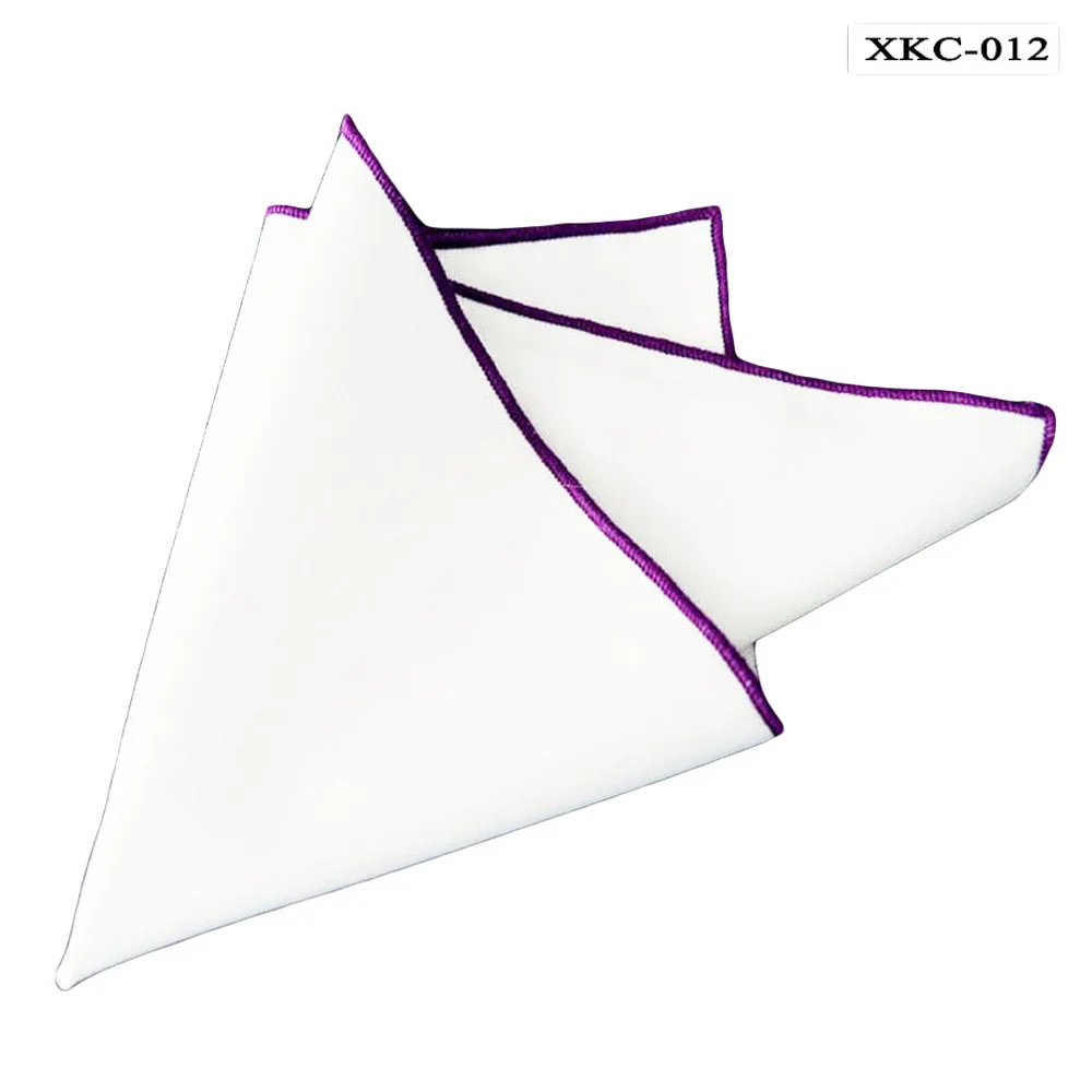 XKC012 Мужские красочные свернутые края платок белый носовой платок формальный Карманный квадратный - Цвет: XKC012