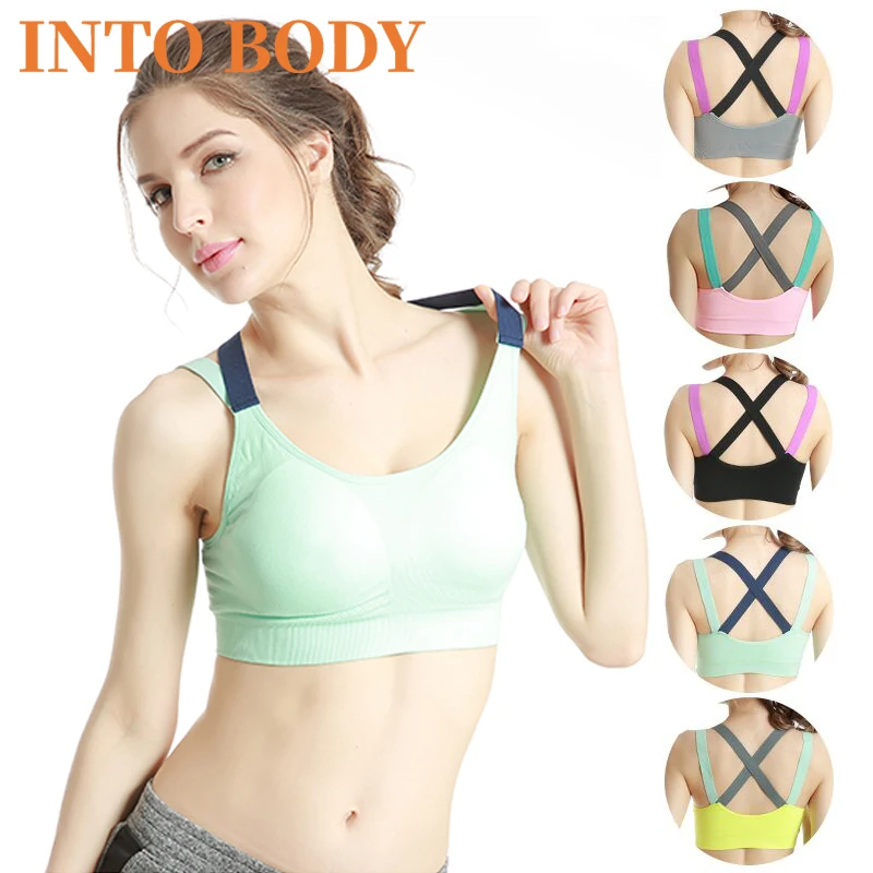 

Women's Sports Bra Without Steel Ring Seamless Beautiful Back Shockproof Gathering Outdoor Vest Yoga Fitness Running Push-up Bra