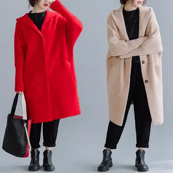 

BIG SIZE 4XL Fall Winter Women Fashion Elegant Solid Outwear Tops Lady Female Plus Large Long Soft Sweater Cardigan Jacket Coat