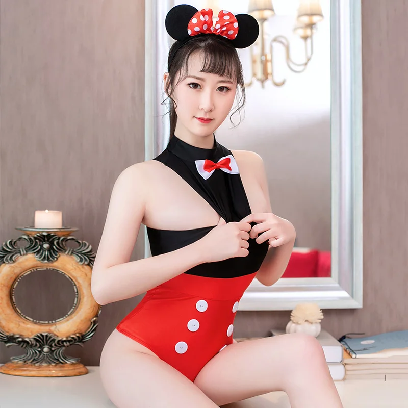 brown bodysuit Sexy Cute Cartoon Bodysuits Mouse Bunny Girl Adult Sexual Fantasy Cosplay Costume Party Animation Performance Exotic Uniforms bustier bodysuit