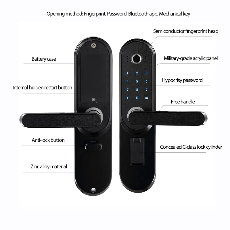 Electronic Smart Door Lock Fingerprint+Card+Mechanical Key Free Style Handle Stainless Steel Silver L&S SL16-088SS-1 Electronic Smart Door Lock Fingerprint+Card+Mechanical Key Free Style Handle Stainless Steel Silver L&S SL16-088SS-1