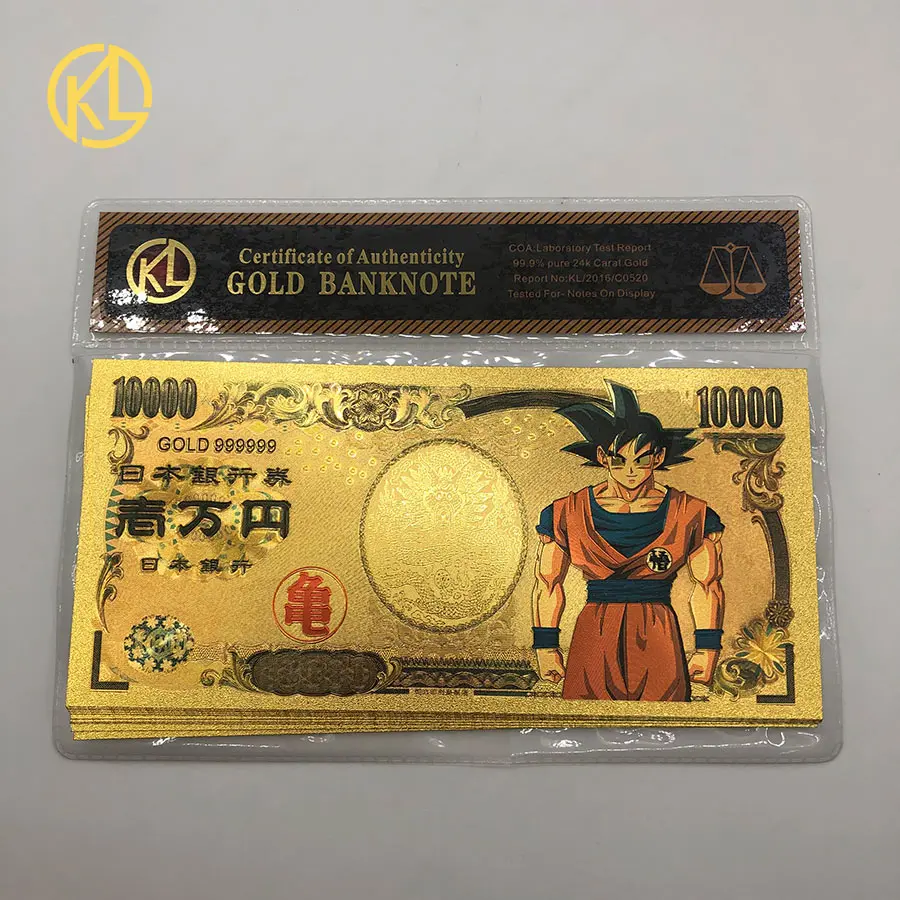 Горячая Распродажа: 5 шт/10 шт Япония Дракон мультфильм "Dragon 10000 Yen Золото пластиковый банкнот для Классический воспоминание из детства коллекция - Цвет: Dragon Ball3-COA