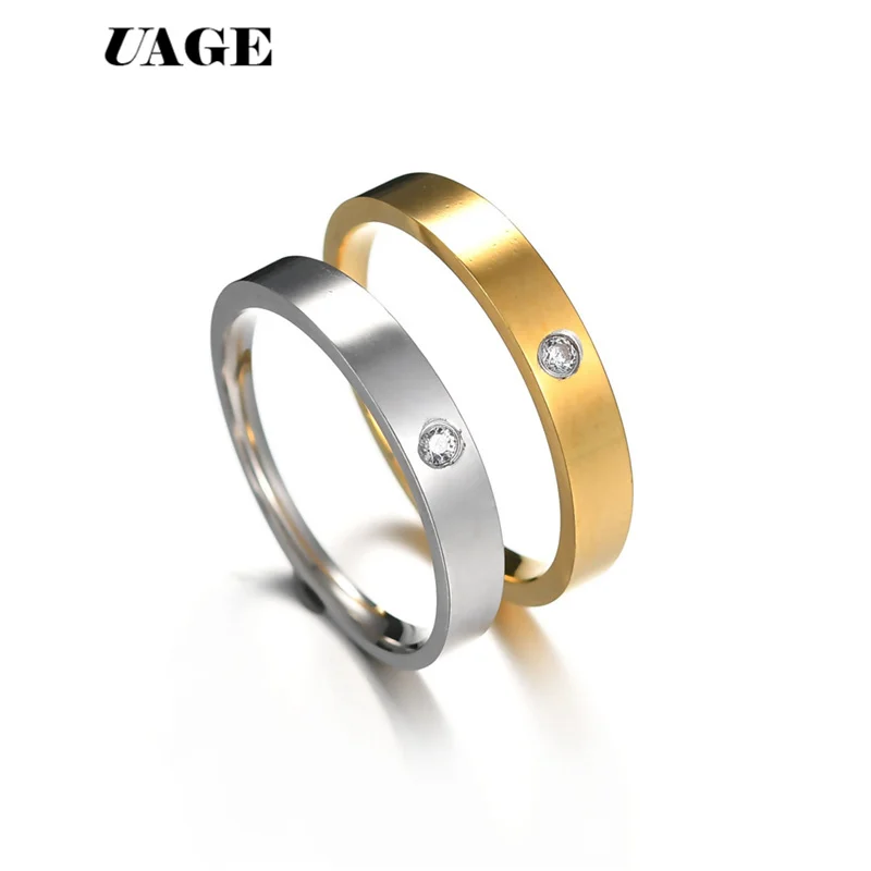 

UAGE Wedding Rings for Women Men Couple Promise Band Stainless Steel Anniversary Engagement Jewelry Alliance Bijoux
