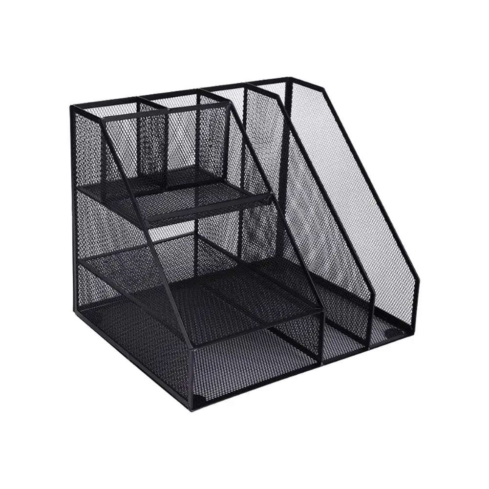 

7-Trays Mesh Desk File Organizer Vertical Document Letter Tray Wall File Holder With Pen Holder For Office Home Use