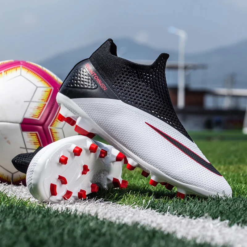 Botas de fútbol para hombre, zapatos de fútbol para niño, tacos de entrenamiento de tobillo alto, zapatillas deportivas AG para exteriores 2021, talla grande 36 49|Calzado de fútbol| AliExpress