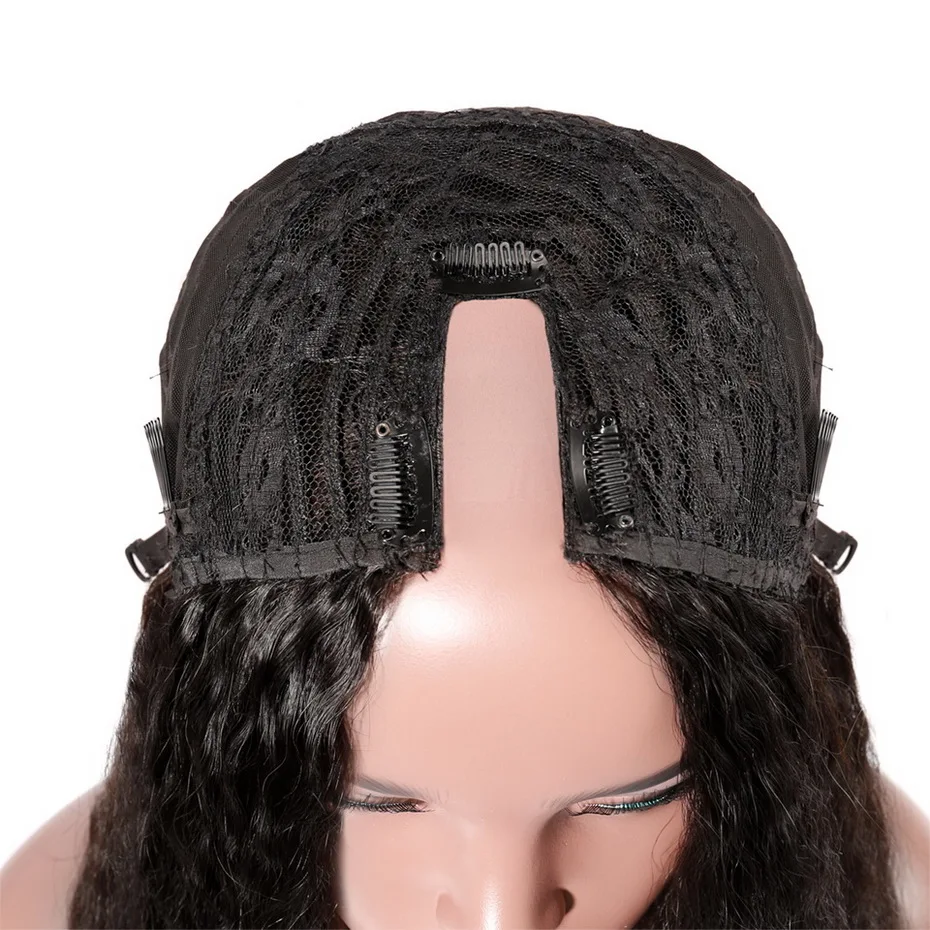 Кудрявые прямые волосы u-часть парик Remy ms lula 8-28 дюймов длинный черный натуральный парик бразильский Upart человеческие волосы парики для женщин