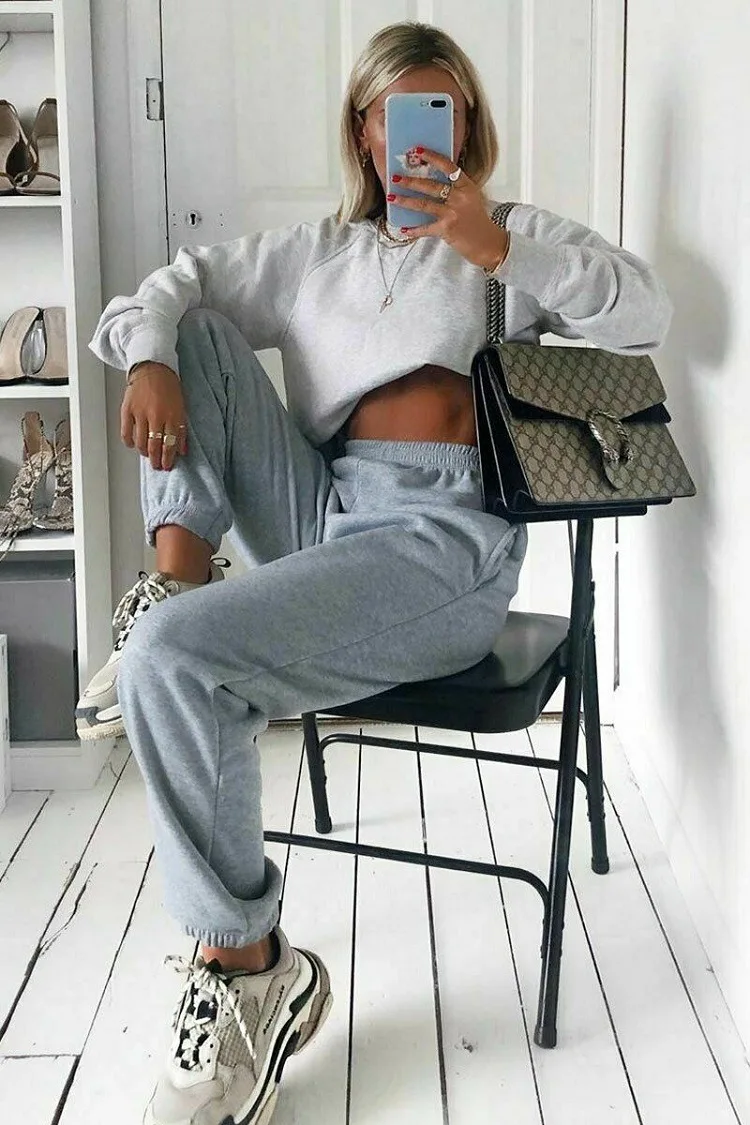

Casual Long Sport Pant Autumn Women Hip Hop High Waist Loose Solid Color Jogging Trousers Female Fashion Dance Pants Streetwear