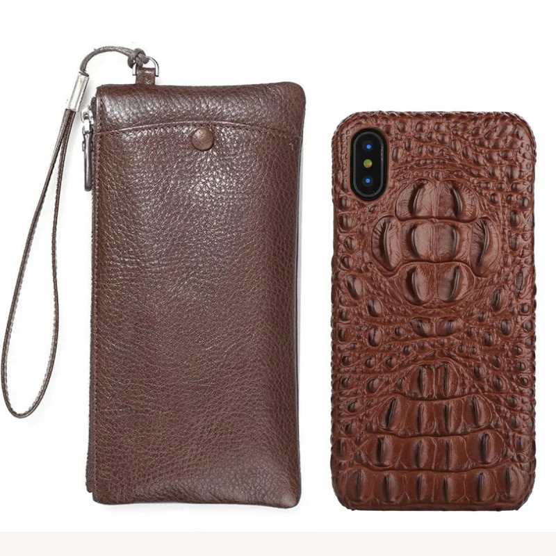 

CKHB Real Leather Wallet + Back Cover For Phone XS Max XR Luxury 3D Genuine Leather Back Cover For phone 11 Pro Max case bag