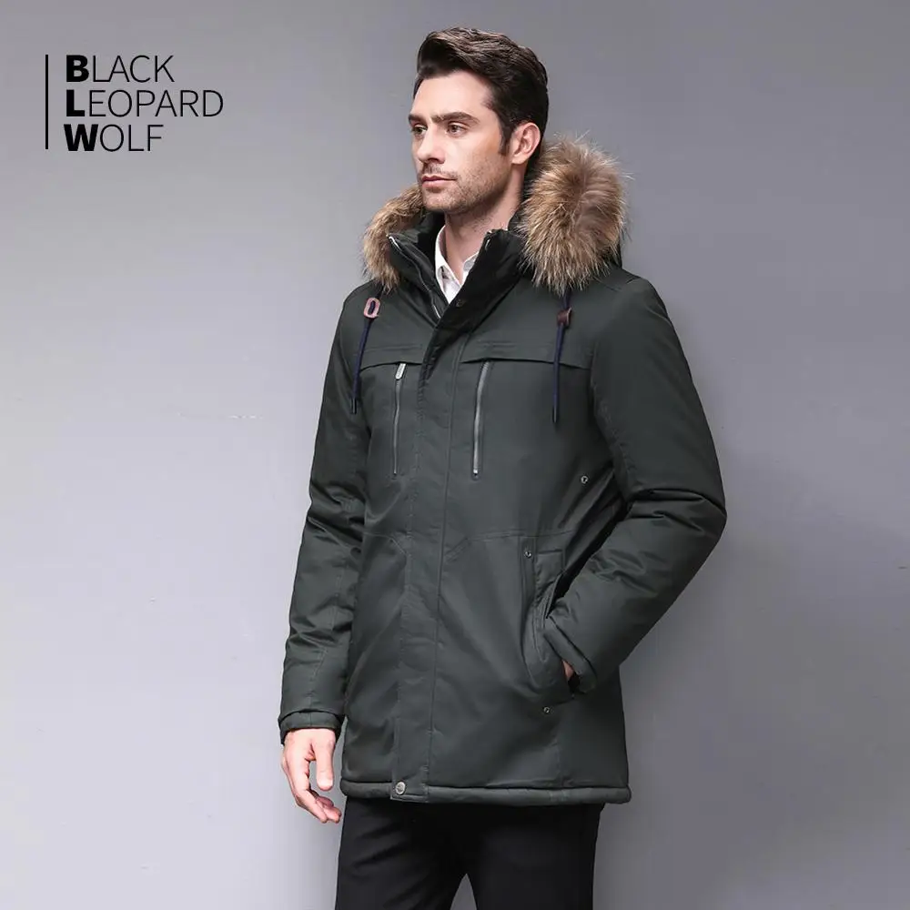 Blackleopardwolf Зимняя мужская куртка модная мужская парка тип аляска съемная верхняя одежда с удобными манжетами BL-6605M