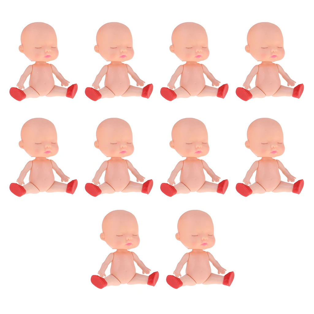 Realistic Newborn Doll Sleeping Mini Baby Doll  Body Mold Bath Toy 10pcs