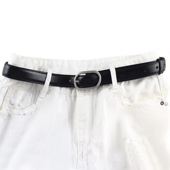 

Women PU Pin Buckle Leather Belts for Ladies Commuter Jeans Solid Color Decorative Belts