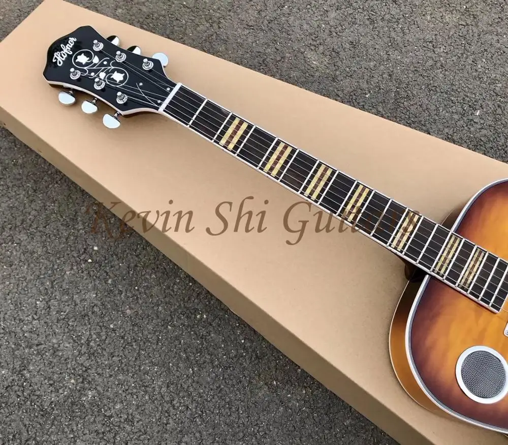 Винтаж Sunburst Hofner резонатор для Добро пожаловать сталь гитара хромированная фурнитура металлический Топ Мини хамбакер резонатор гитара