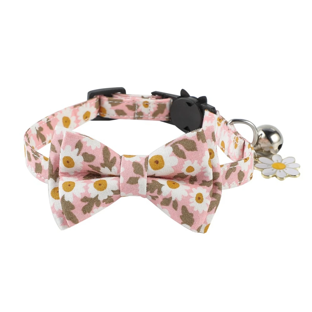 

Legendog Cute Soft Flowers Printed Dog Collar With Bow Tie Bell Pet Collar For Cat Small Medium Large Dogs New