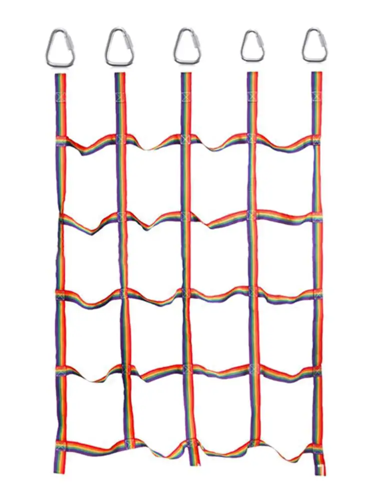 Наружный Радужный ленточный сетчатый детский тренажерный зал на свежем воздухе, спортивная детская сетка для лазанья, сетчатые веревки, игра на заднем дворике