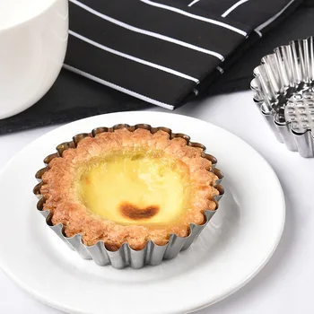 

20PCS/set Egg Tart Molds Mini Stainless Steel Muffin Cups Tart Pans For Bakery DIY Non-stick Coating