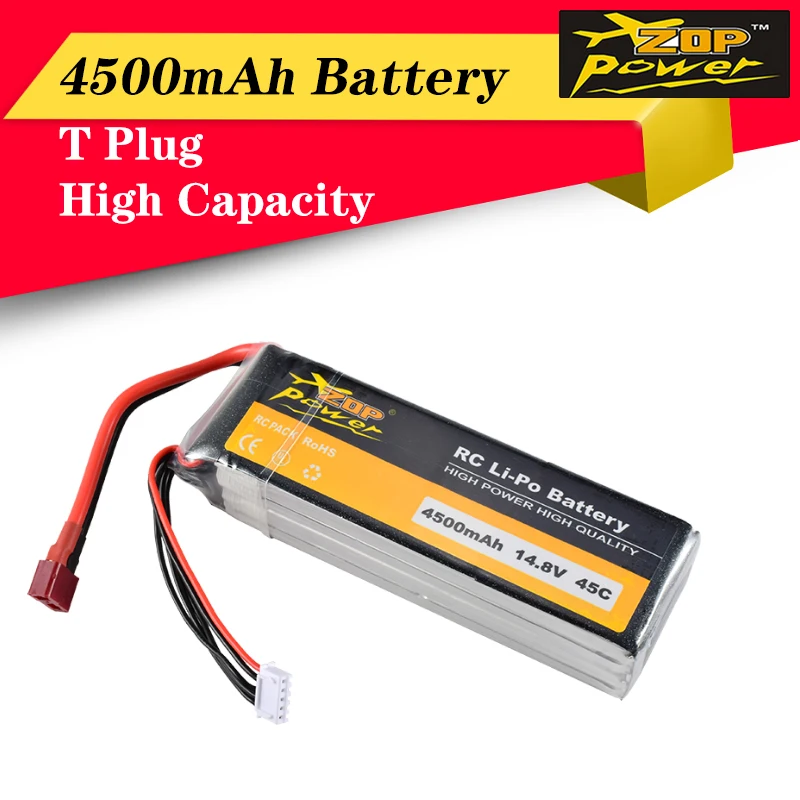 ZOP Power 14 8 V 45C 4500mAh 4S Lipo батарея с Т-образным разъемом перезаряжаемая для