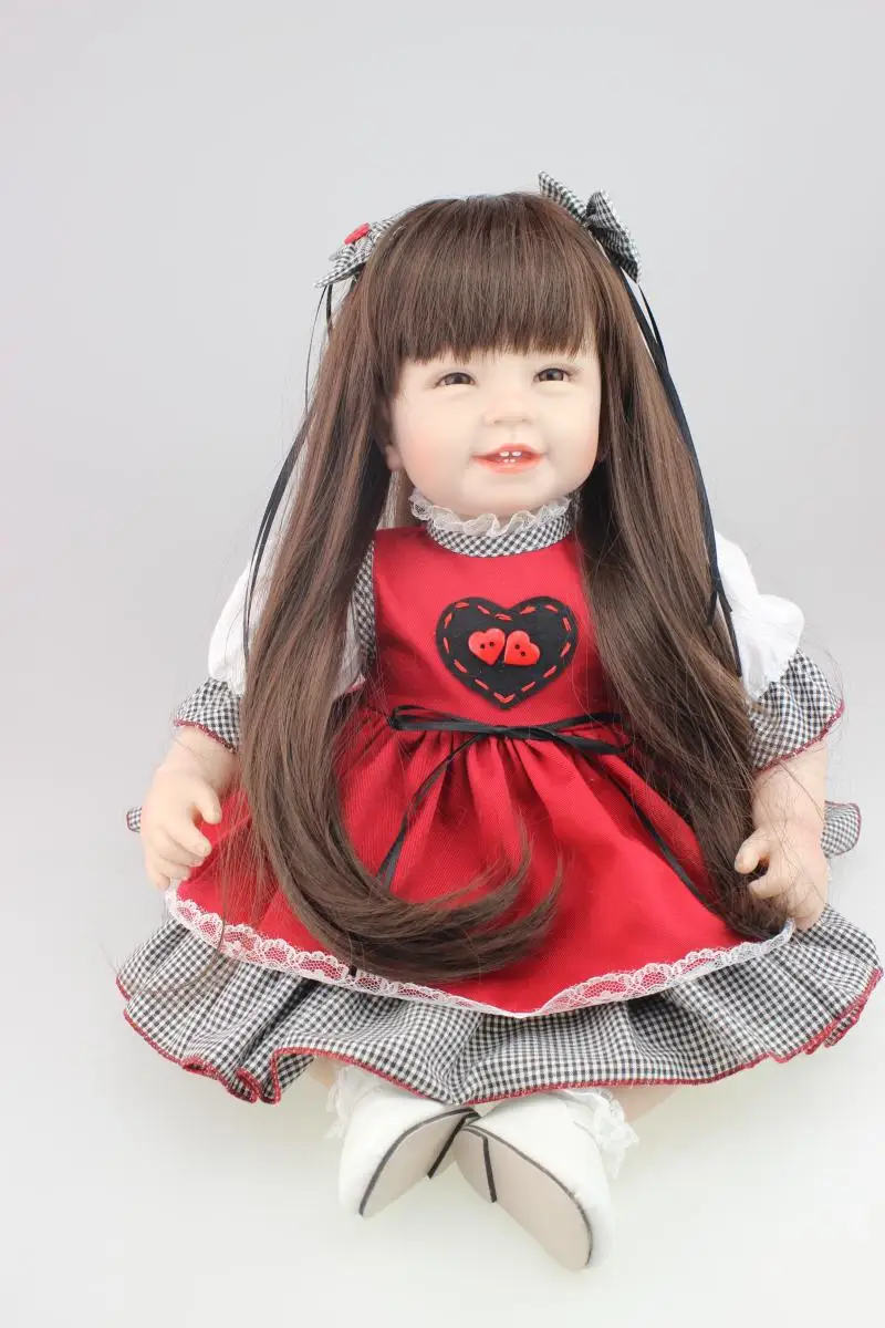 

Cute princess girl reborn toddler doll 22 inch 55cm soft silicone reborn baby doll with beautiful dress children gift toys