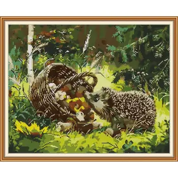 

Cross Stitch Kit Little Hedgehog Pattern 14CT 11CT Counted Cross Stitch Kit Printed Handmade Fabric Embroidery Needlework Sets