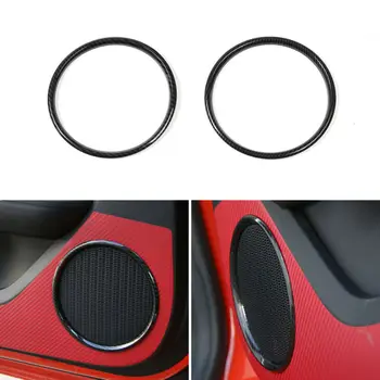 

Black Car Door Speaker Decoration Cover 2pcs Replacement For Ford Mustang 2015+ Carbon Fiber Door Speaker Decor Cover